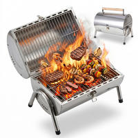 TISCHGRILL - Silberfarben, Holz/Metall (41.5/35/24.5cm) - Relaxdays