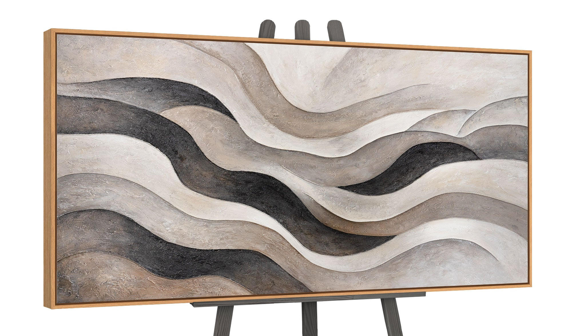 GEMÄLDE Sandwellen Schattenfugenrahmen Eichefarben 160x80 cm - Eichefarben, Holz (160/80cm) - YS-art gallery