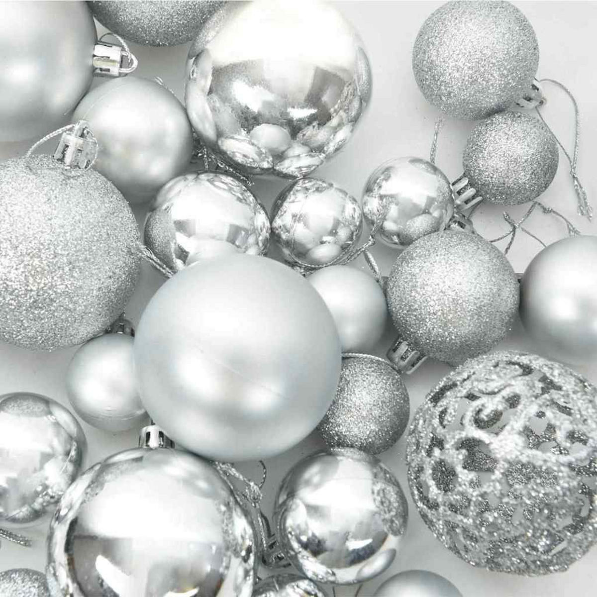 WEIHNACHTSKUGELSET 120 -teilig Silber Kunststoff - Silberfarben, Kunststoff (6/27/6cm) - vidaXL