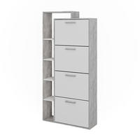 SCHUHKIPPER Orlando Weiß/Beton 80 x 166.1 cm mit 4 Fächern - Weiß/Grau, Holzwerkstoff (80/166.1/24.2cm) - Vicco