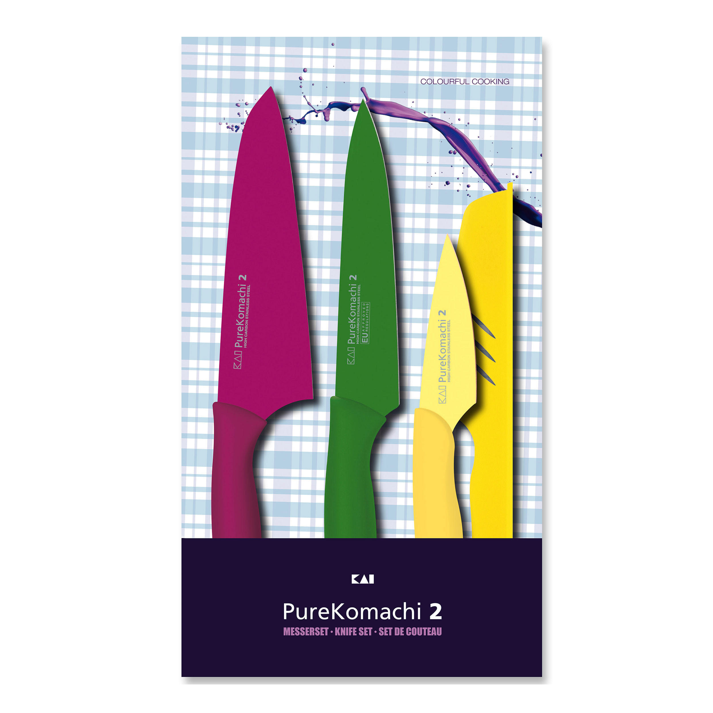 KOCHMESSER Pure Komachi 2 Messer-Set, 3-tlg. - Silberfarben, Metall (1cm) - Kai Messer