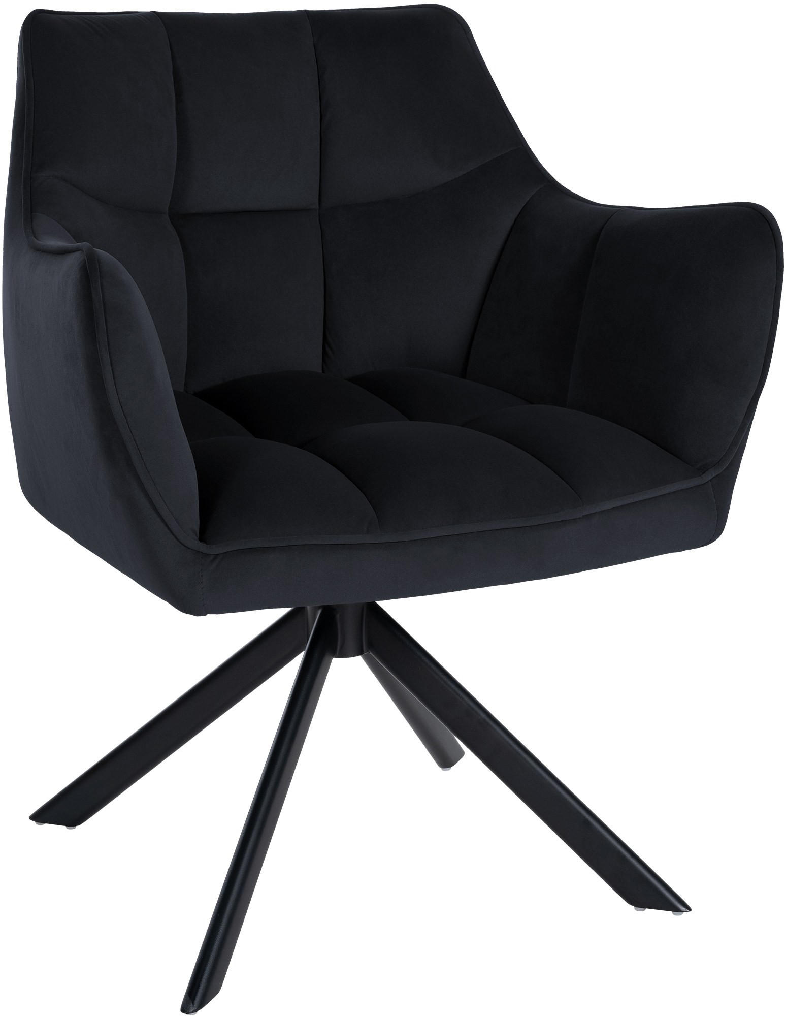 ARMLEHNENSTUHL Samt Schwarz - Schwarz, Textil/Metall (67/81/58cm) - CLP