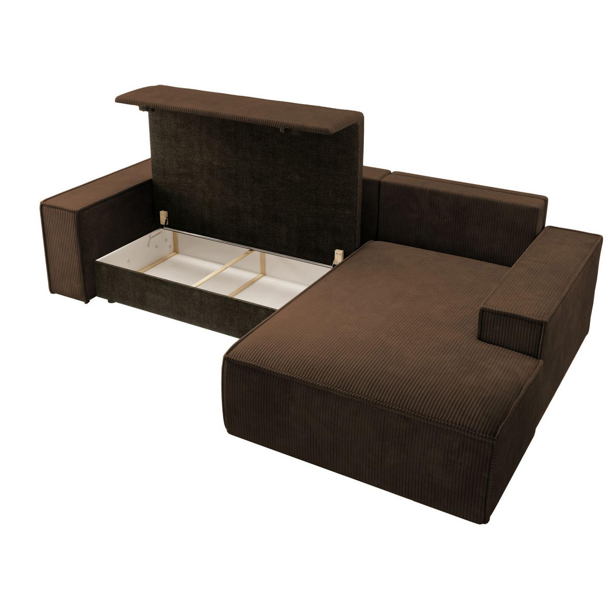 ECKSOFA Farese Braun Cord - Schwarz/Braun, Kunststoff/Textil (167/267cm) - Selsey