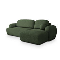 ECKSOFA MODENZA N R-S Grün Boucle-Stoff mit Schlaffunktion - Grün, Holz (266/148cm) - MASSENO