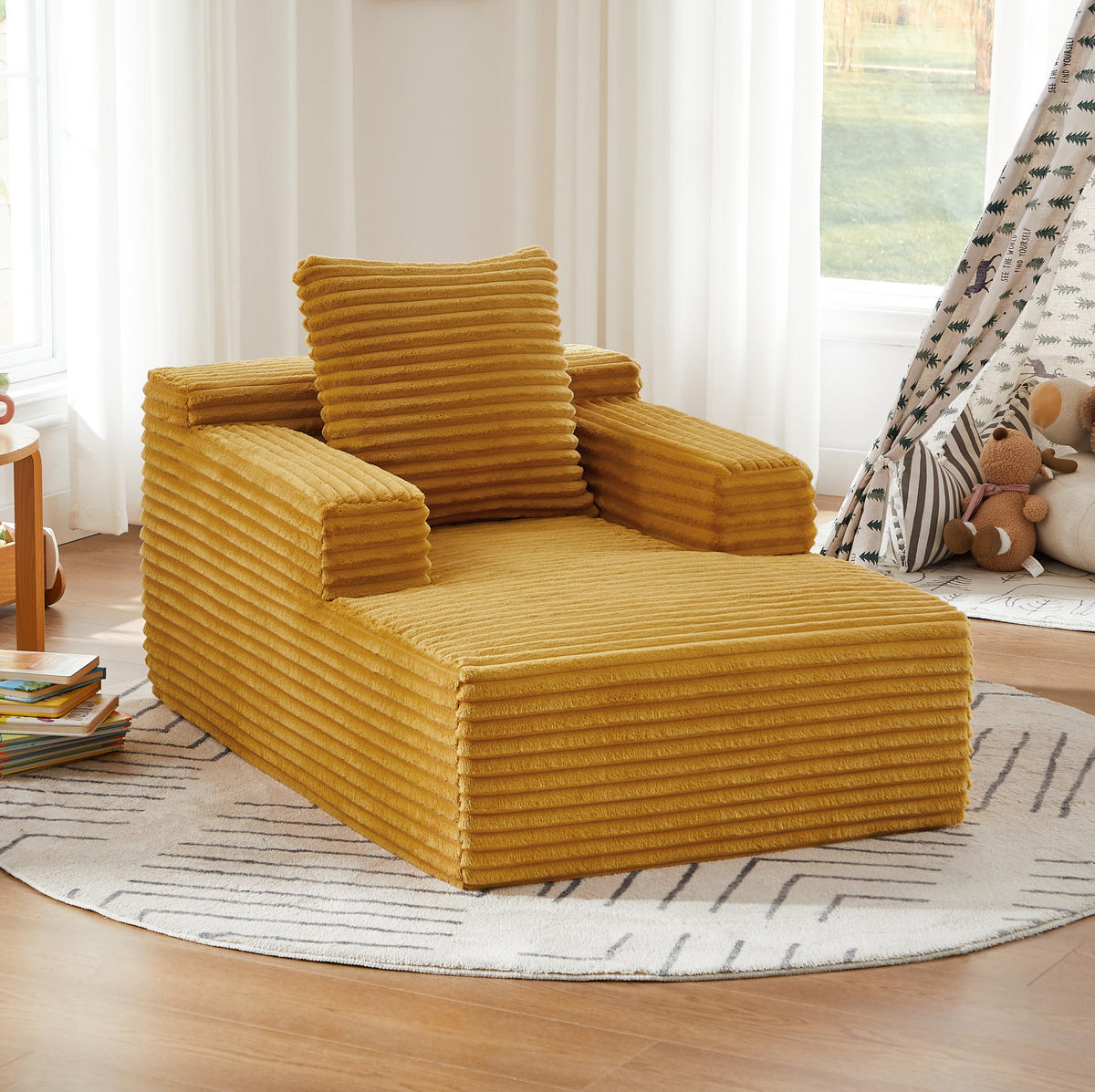 CHAISELONGUE als Schlafsofa aus Cordstoff Gelb - Gelb, Kunststoff (81.03/49.78/116.84cm) - Meubliv