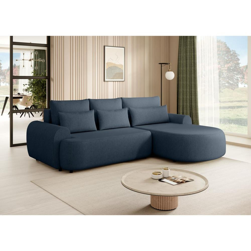 ECKSCHLAFSOFA Olivio L Dunkelblau - Schwarz/Dunkelblau, Kunststoff/Textil (266/170cm) - Beautysofa