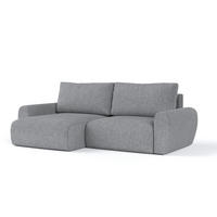 ECKSOFA OMARI mit Schlaffunktion Grau im Neve Stoff - Schwarz/Grau, Holz/Holzwerkstoff (253/153cm) - AltaBeds