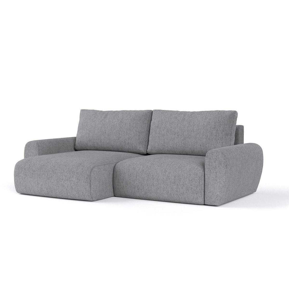 ECKSOFA OMARI mit Schlaffunktion Grau im Neve Stoff - Schwarz/Grau, Holz/Holzwerkstoff (253/153cm) - AltaBeds