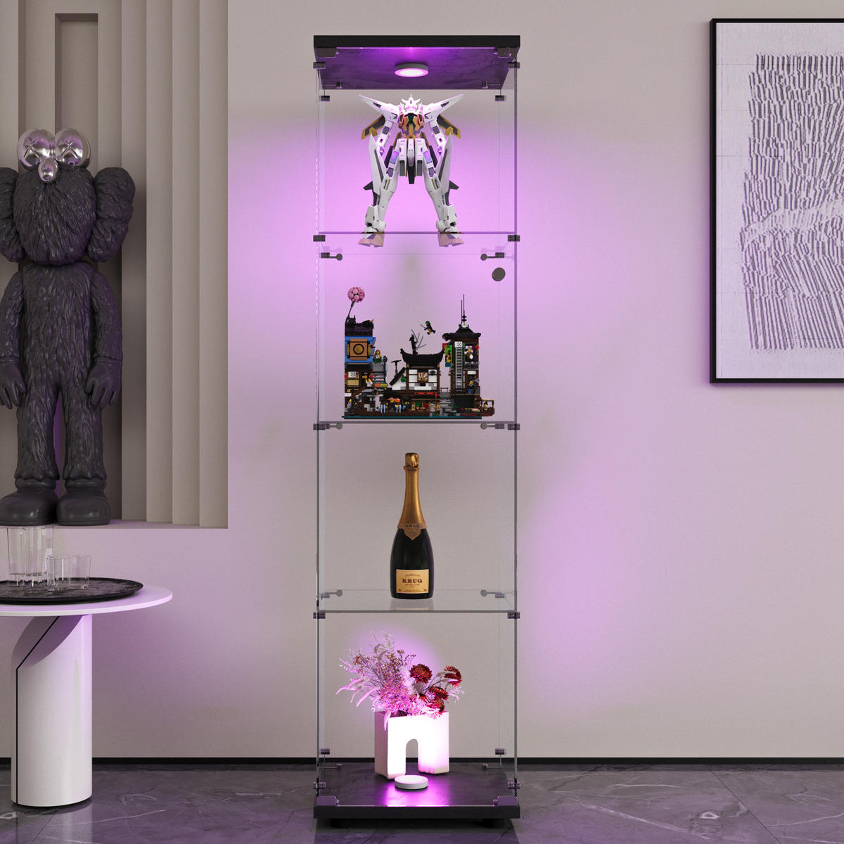 LED Vitrinenschrank Schwarz 45/36/164 cm - Schwarz, Glas (36/164/45cm) - PARAFTA HOME