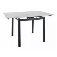 ESSTISCH Gideon Weiß Marmor / Schwarz 110-170 / 74 / 75cm - Schwarz/Weiß, Holz/Holzwerkstoff (74/110/75cm) - Feldmann-Wohnen