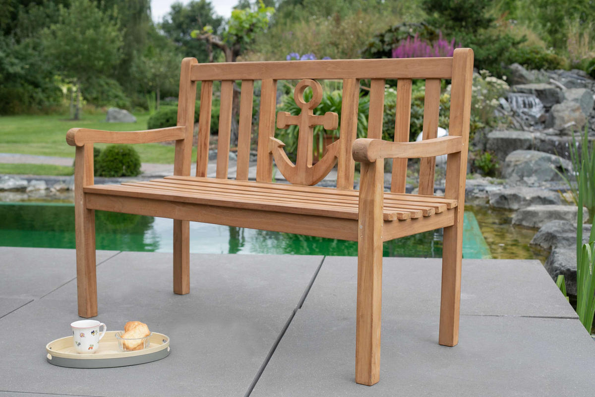 GARTENBANK Anker - Naturfarben, Holz/Metall (120/94/60cm) - Mr. Deko
