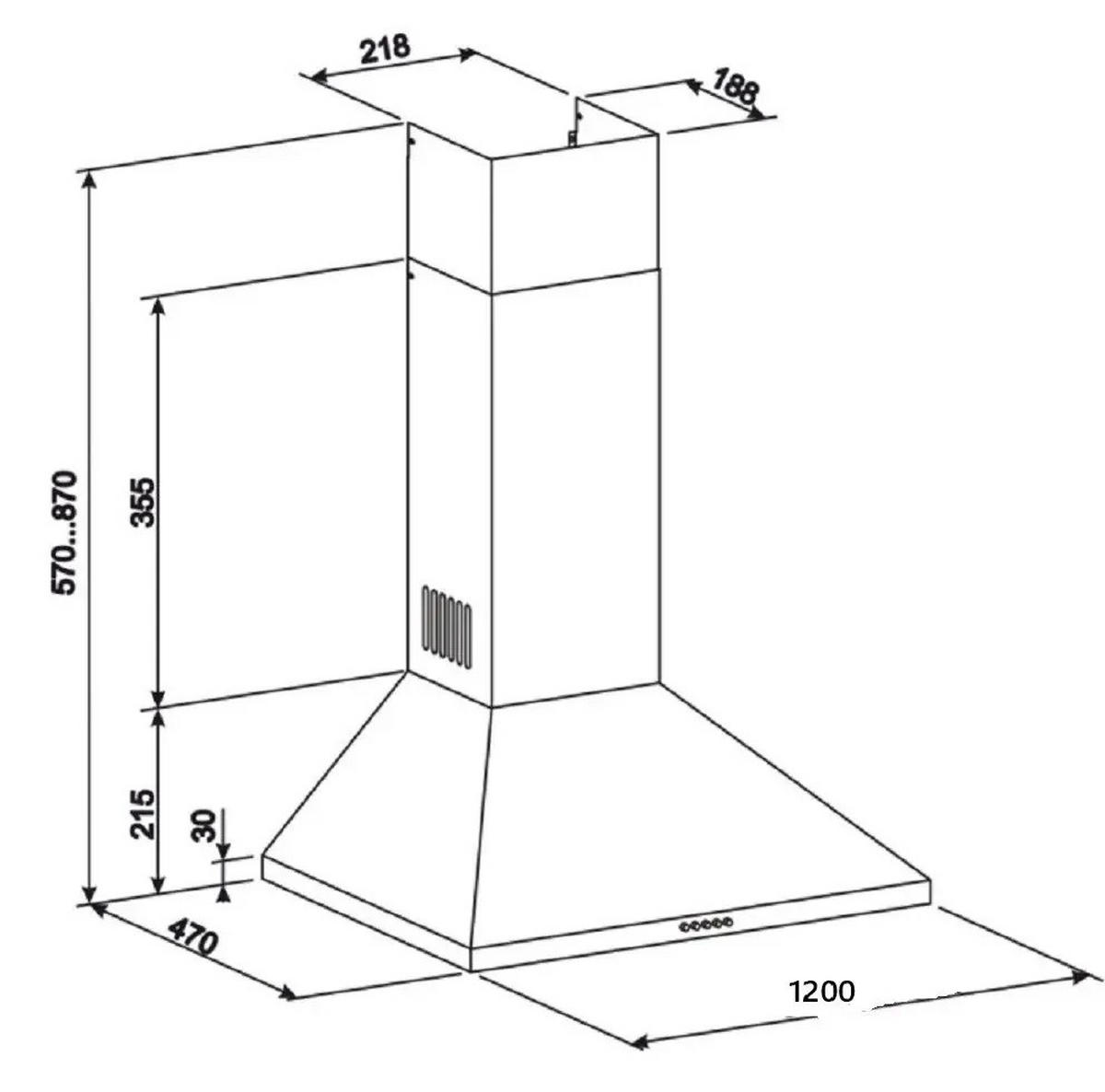DUNSTABZUGSHAUBE GCH C 147 IS 120 N 120 cm Edelstahl - Silberfarben, Metall (120/87/47cm) - Gurari