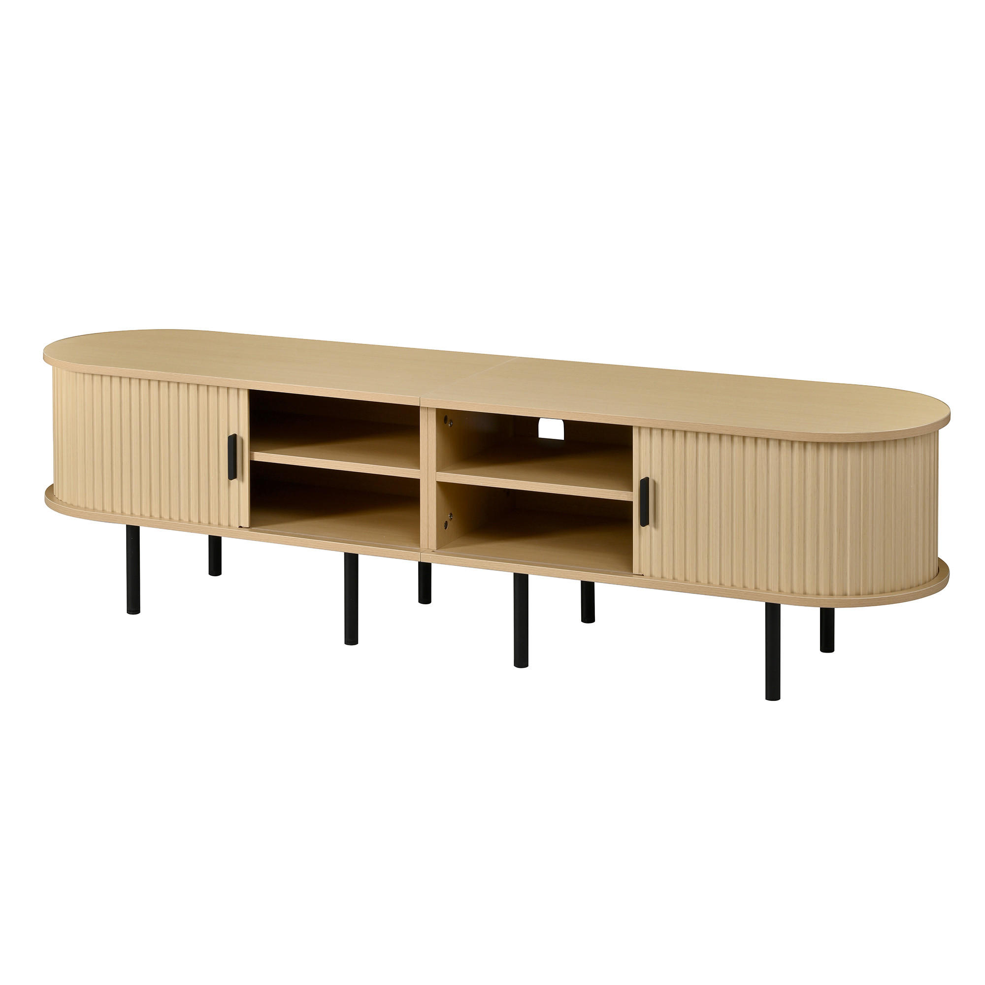 TV-ELEMENT 170/40/46 cm Natürlich mit Schiebetüren und 2 offene Fächer - Ahornfarben, Holz (170/46/40cm) - Oxeza