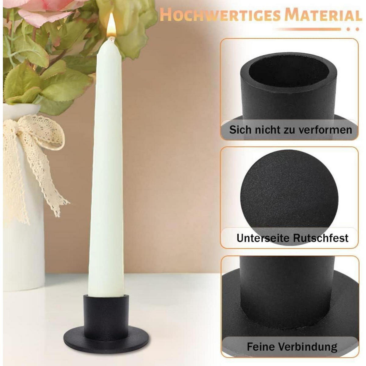 KERZENSTÄNDER 4-teiliges Set Schwarz Metall - Schwarz, Metall (5/2.8/5cm)