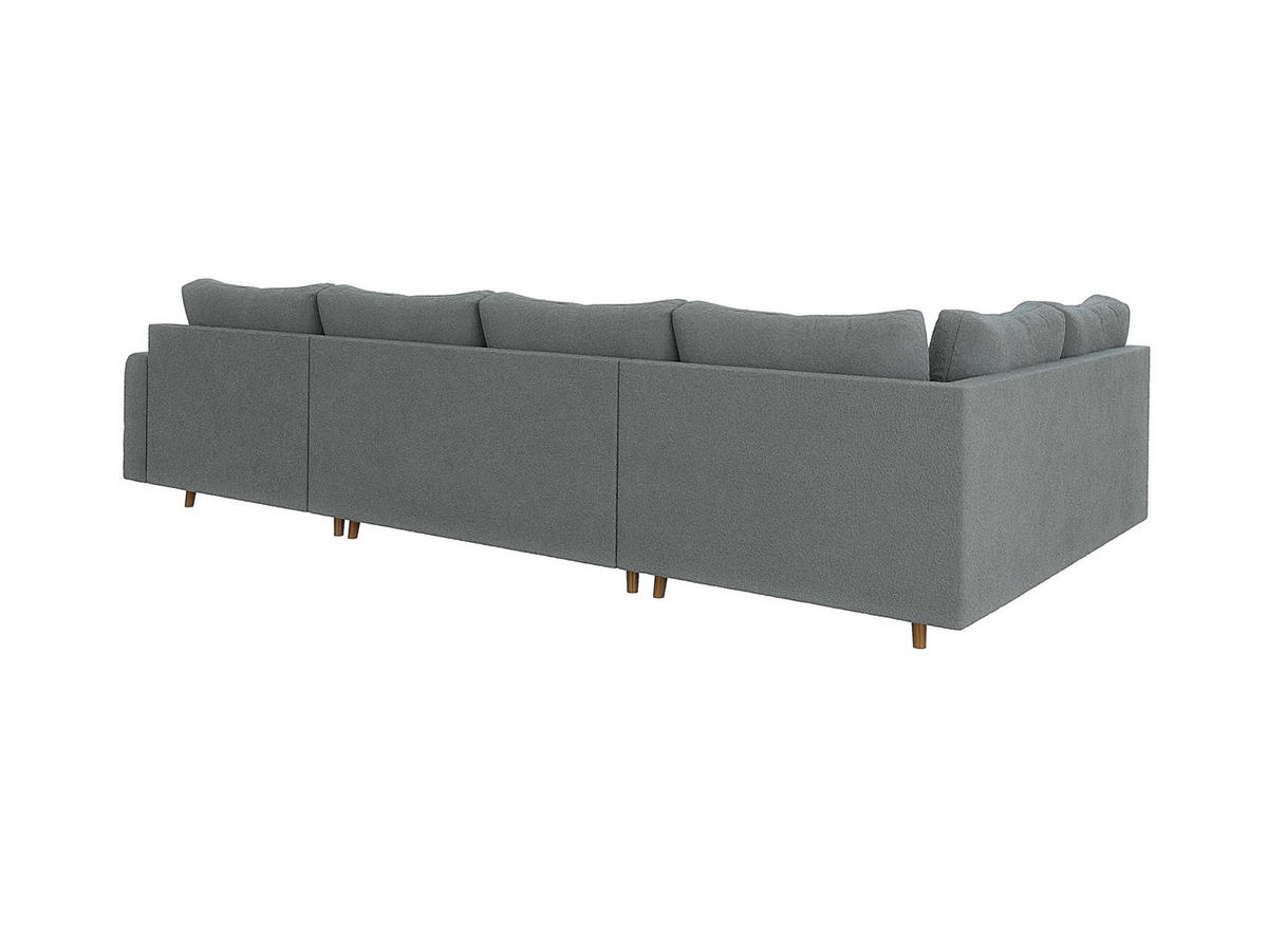 WOHNLANDSCHAFT inkl. Hocker Henrik Grau Boucle - Braun/Grau, Holz/Textil (310/81/161cm) - S-Style Möbel