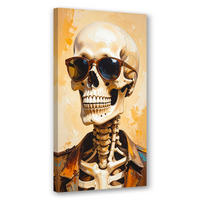 LEINWANDBILD Schädel mit Brille 40x80cm - Beige, Textil (40/80cm) - Feeby