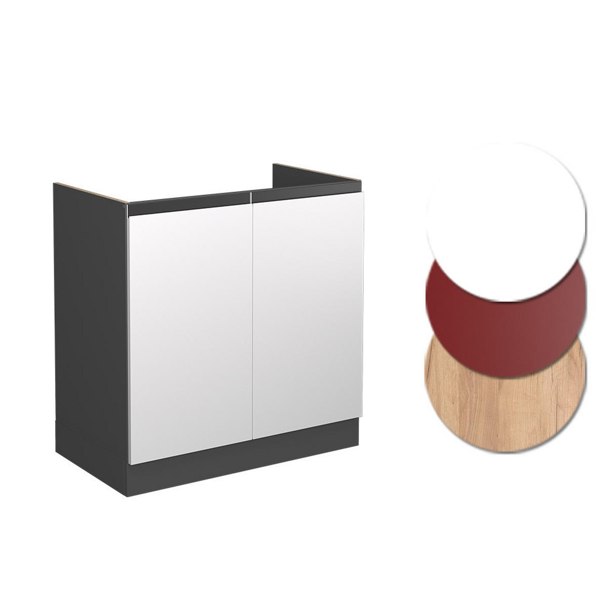 SPÜLENUNTERSCHRANK R-Line Weiß 80 cm J-Shape, ohne AP - Anthrazit/Weiß, Holzwerkstoff (80/81.6/46cm) - Vicco