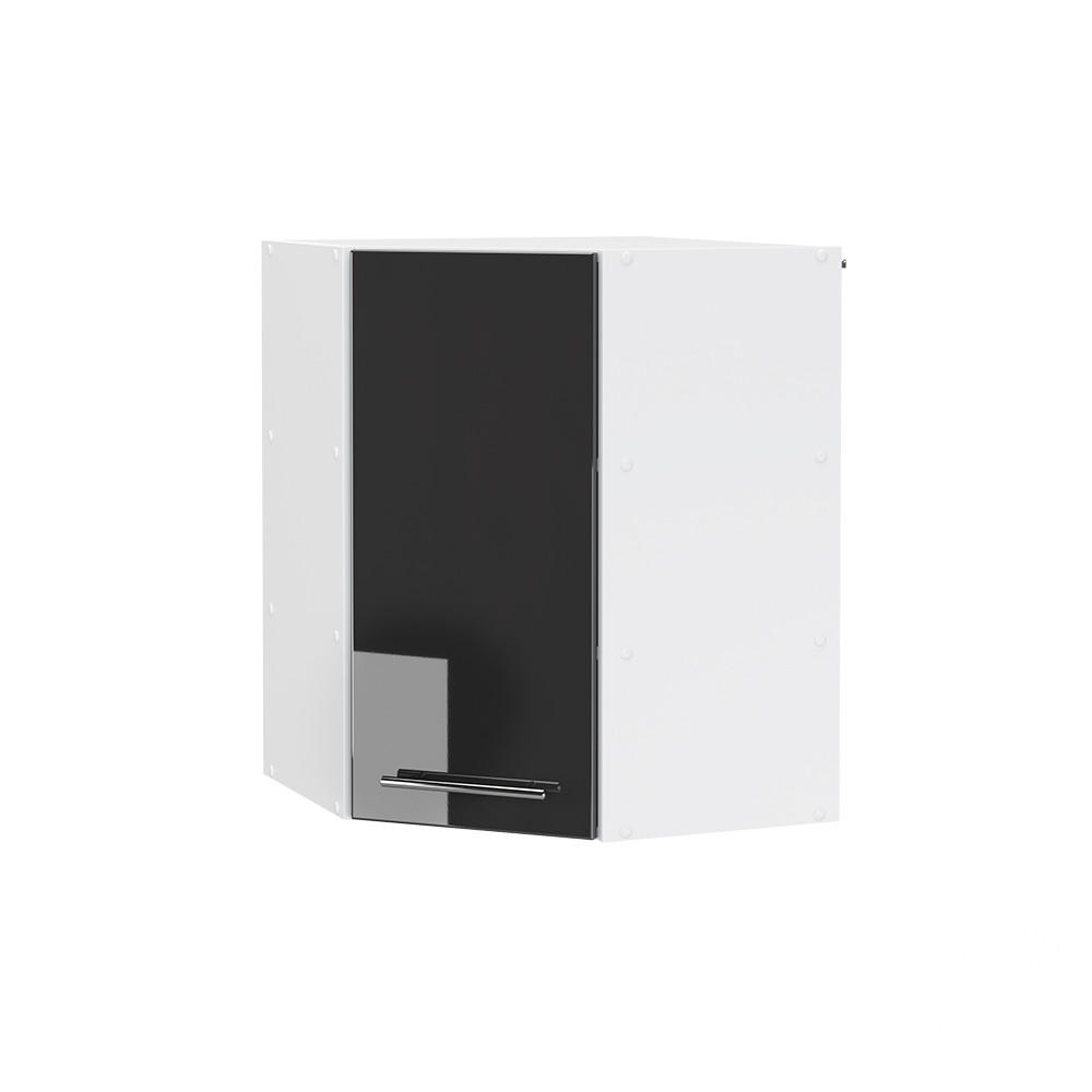 HÖRNHÄNGANDE SKÅP Fame-Line Antracit högblank 57 cm Svart högglans, Vit 72/57/34.1 cm