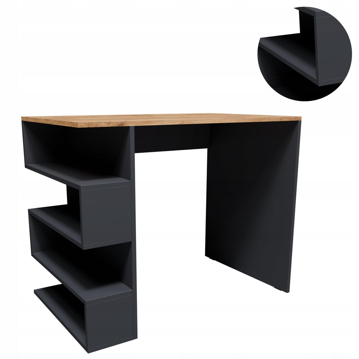 SCHREIBTISCH CR3-STERN T-12 Graphit-Wotan Eiche 90/56/73,9 cm - Eiche Wotan/Graphitfarben, Holzwerkstoff (56/90/73.9cm)