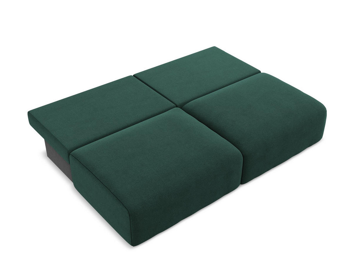 3-SITZER SOFA mit Schlaffunktion Strukturstoff Stoff Grün - Dunkelgrün/Schwarz, Kunststoff/Textil (216/79/102cm) - Makamii
