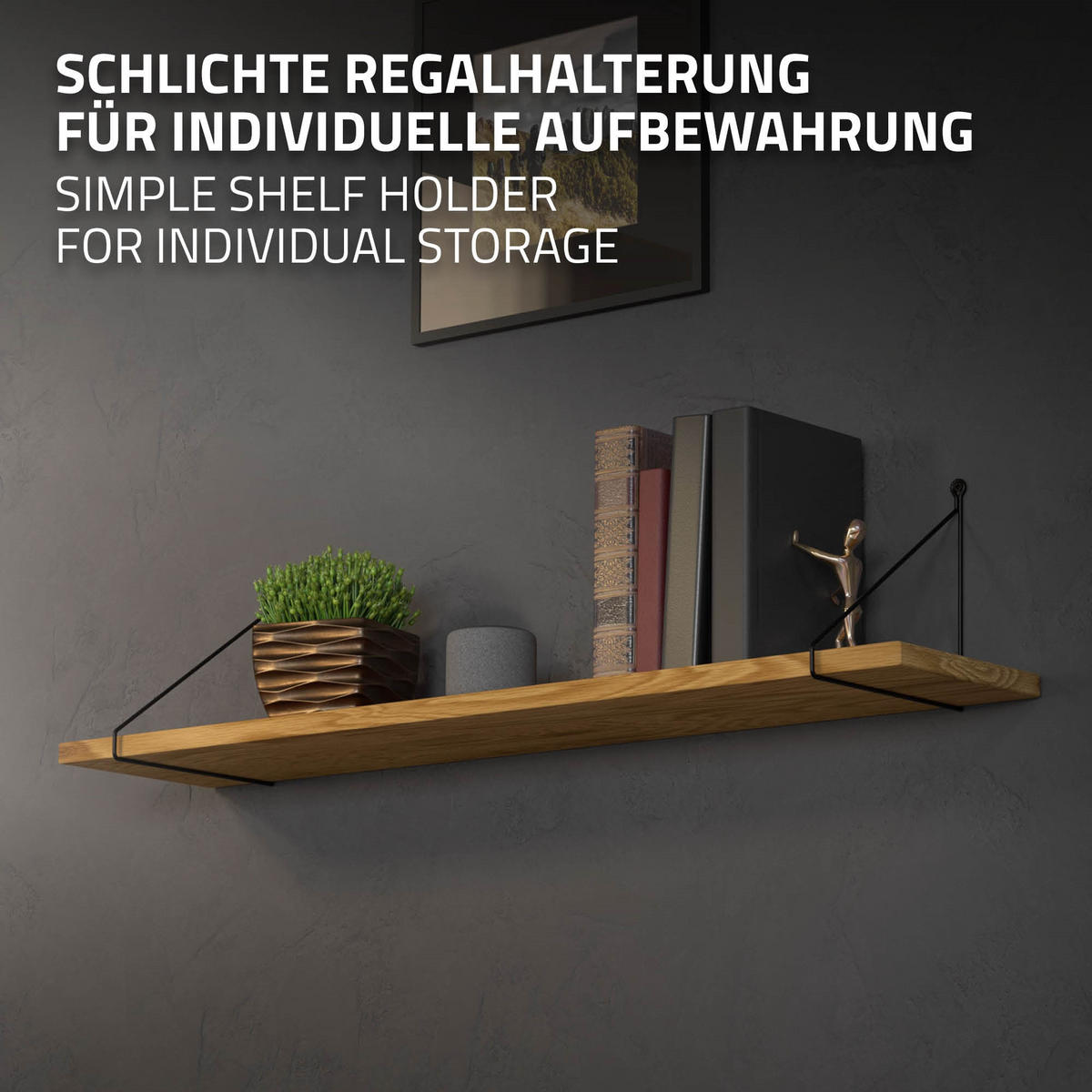 REGALHALTERUNG 2er Set 250mm Schwarz - Schwarz, Metall (25/25/25cm) - ML-DESIGN