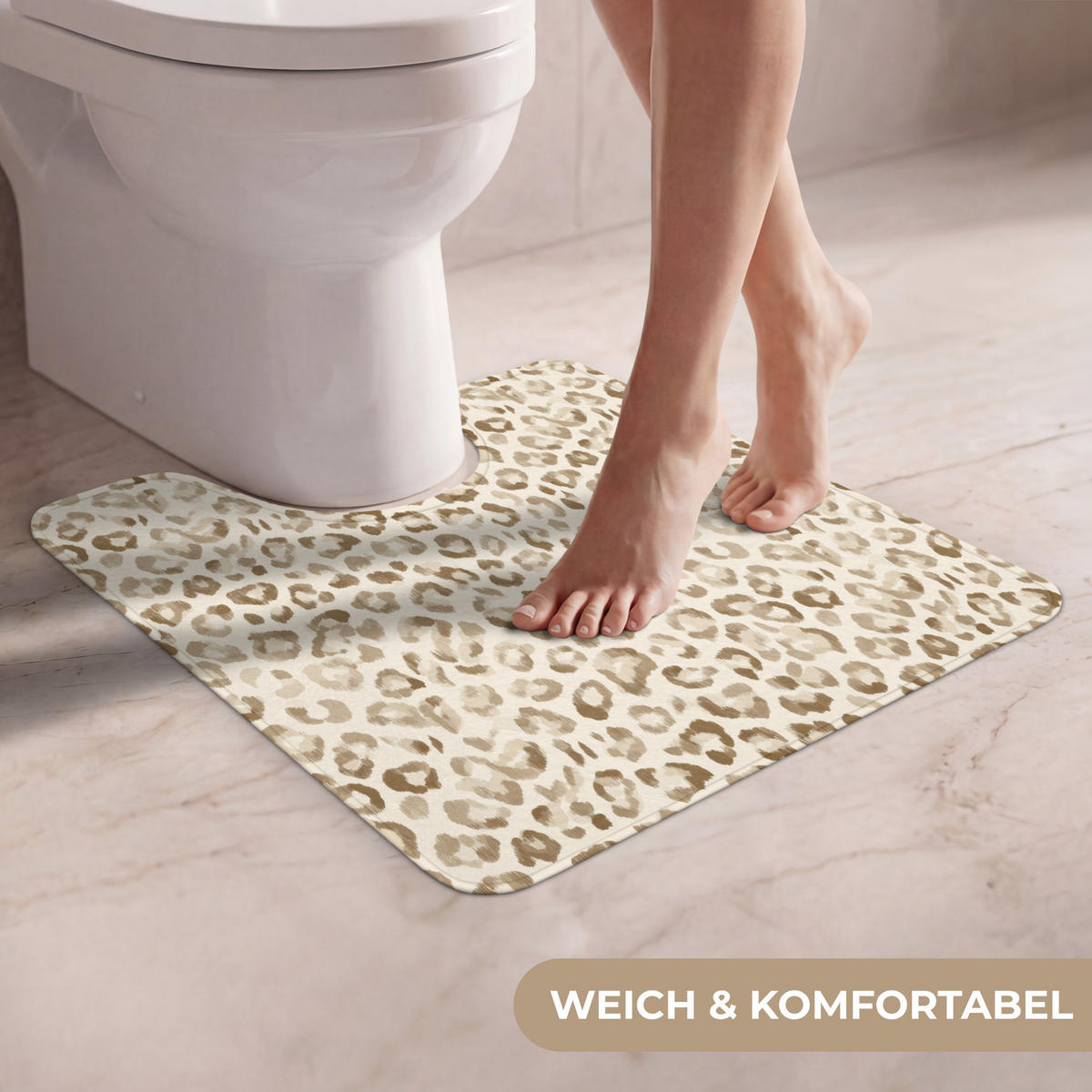 WC PŘEDLOŽKA Leopard - Classic - Béžová 55x60 cm - světle hnědá, textil/plast (55/1cm) - OnlyWow
