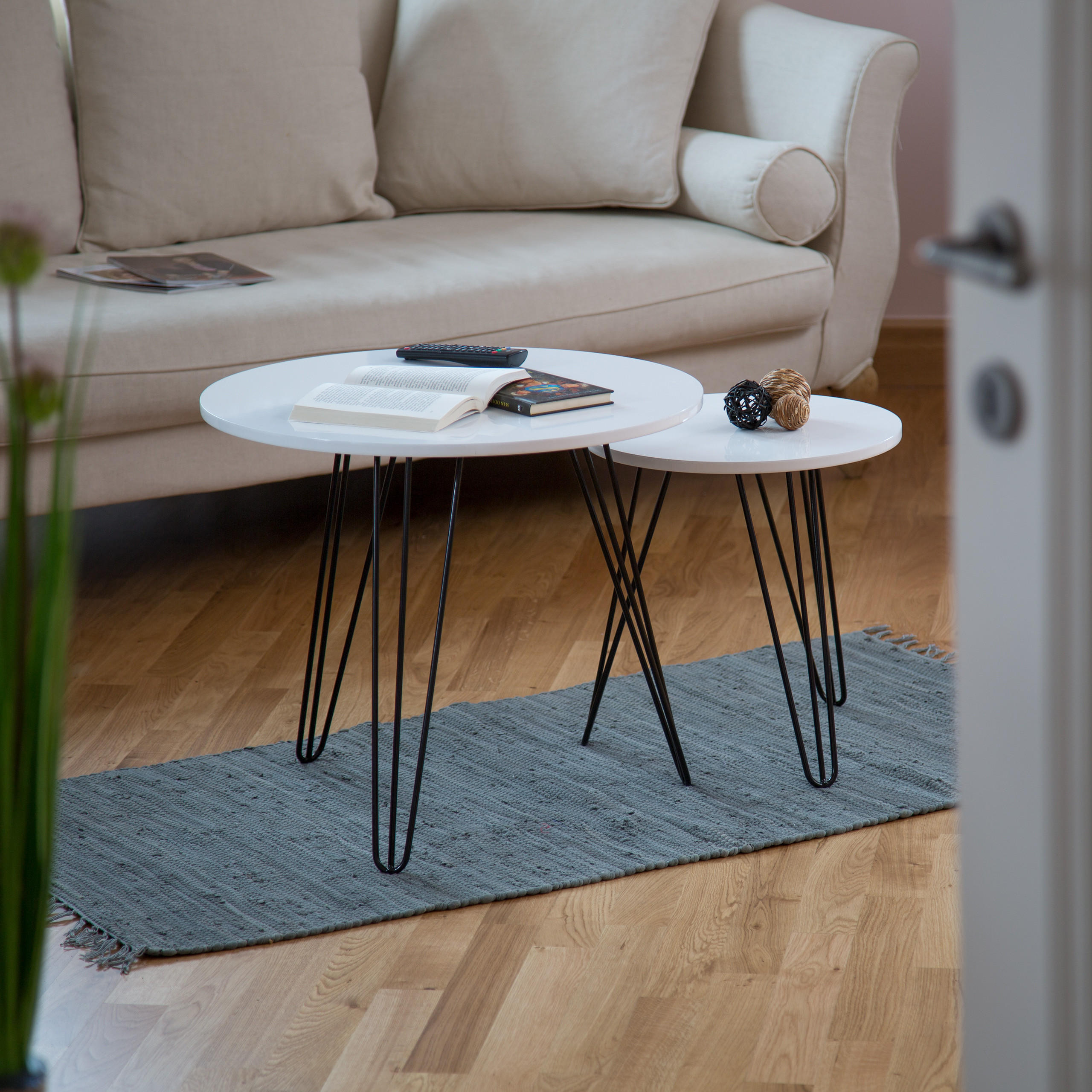 2XBEISTELLTISCH - Weiß, Holzwerkstoff/Metall (60/60/52cm) - Relaxdays