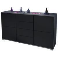SIDEBOARD Rova Schwarz matt - Schwarz, Holzwerkstoff (138.5/75.5/35cm) - Vladon