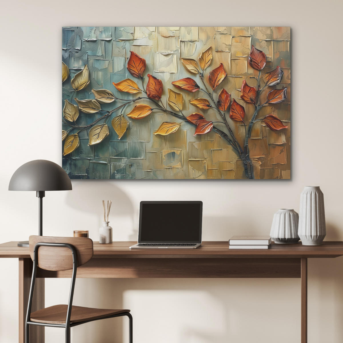 AKUSTIKPANEEL Baum - Abstrakt - Natur - Kunst 100x70 cm - Goldfarben, Textil (100/0.9/70cm) - MuchoWow