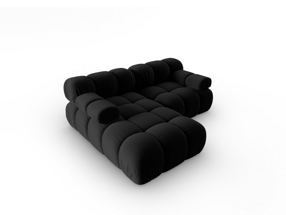 MODULARES-ECKSOFA links Bellis aus Samt schwarz 3 Sitzplätze - Schwarz, Textil (157/191cm) - Micadoni