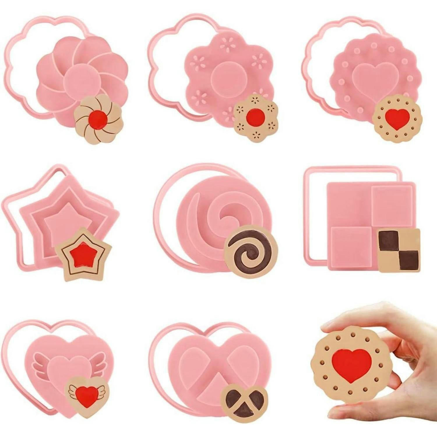 AUSSTECHFORMEN Set 8-teilig Weihnachten Linzer Plätzchen - Rosa, Kunststoff (16.7/2.2/21.2cm)