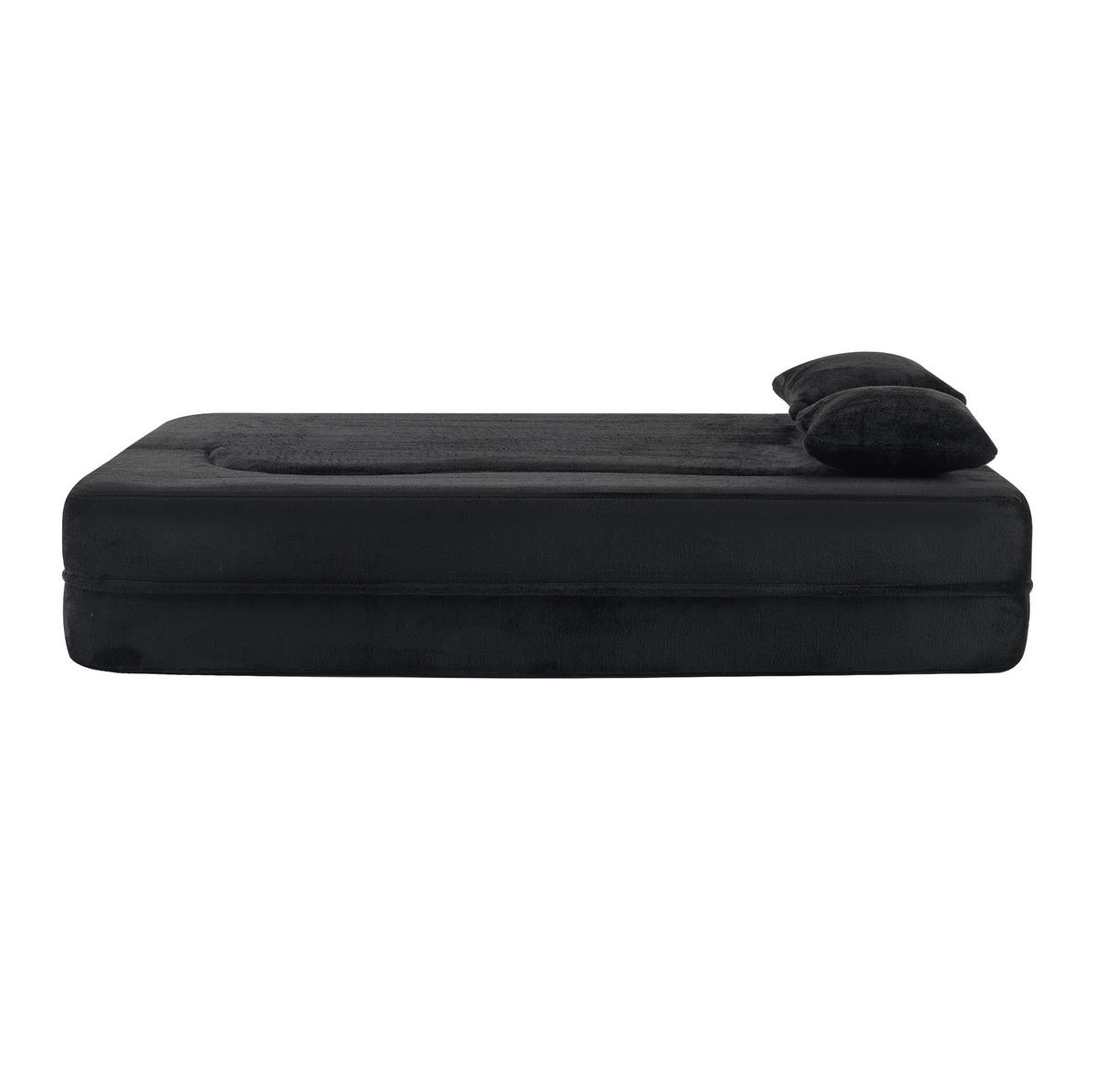 SCHLAFSOFA 2-in-1 faltbar Schwarz mit 2 Kissen - Schwarz, Kunststoff (180/70/55cm) - Meubliv