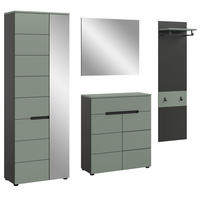 GARDEROBE-SET Salbei und Grau, Garderobe 4-teilig, 220 x 190 cm, Soft-Close, Cooper - Salbeigrün/Dunkelgrau, Holzwerkstoff/Kunststoff (220/190/37cm) - Inn.Furn