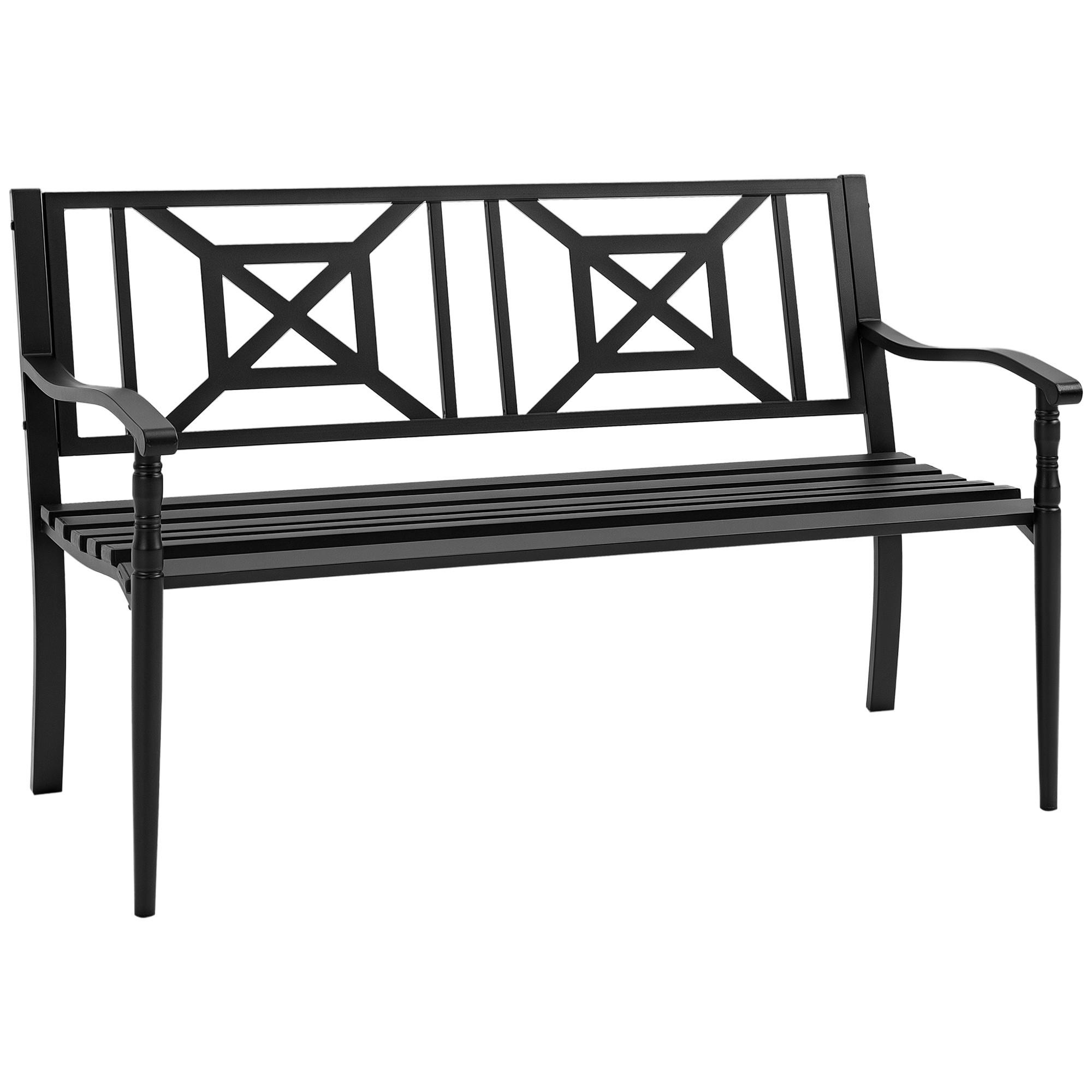 GARTENBANK,2-SITZER Stahl hohe Rückenlehne,schwarz - Schwarz, Metall (128/81.5/62.5cm) - Vallsero
