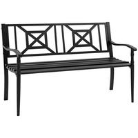 GARTENBANK,2-SITZER Stahl hohe Rückenlehne,schwarz - Schwarz, Metall (128/81.5/62.5cm) - Vallsero