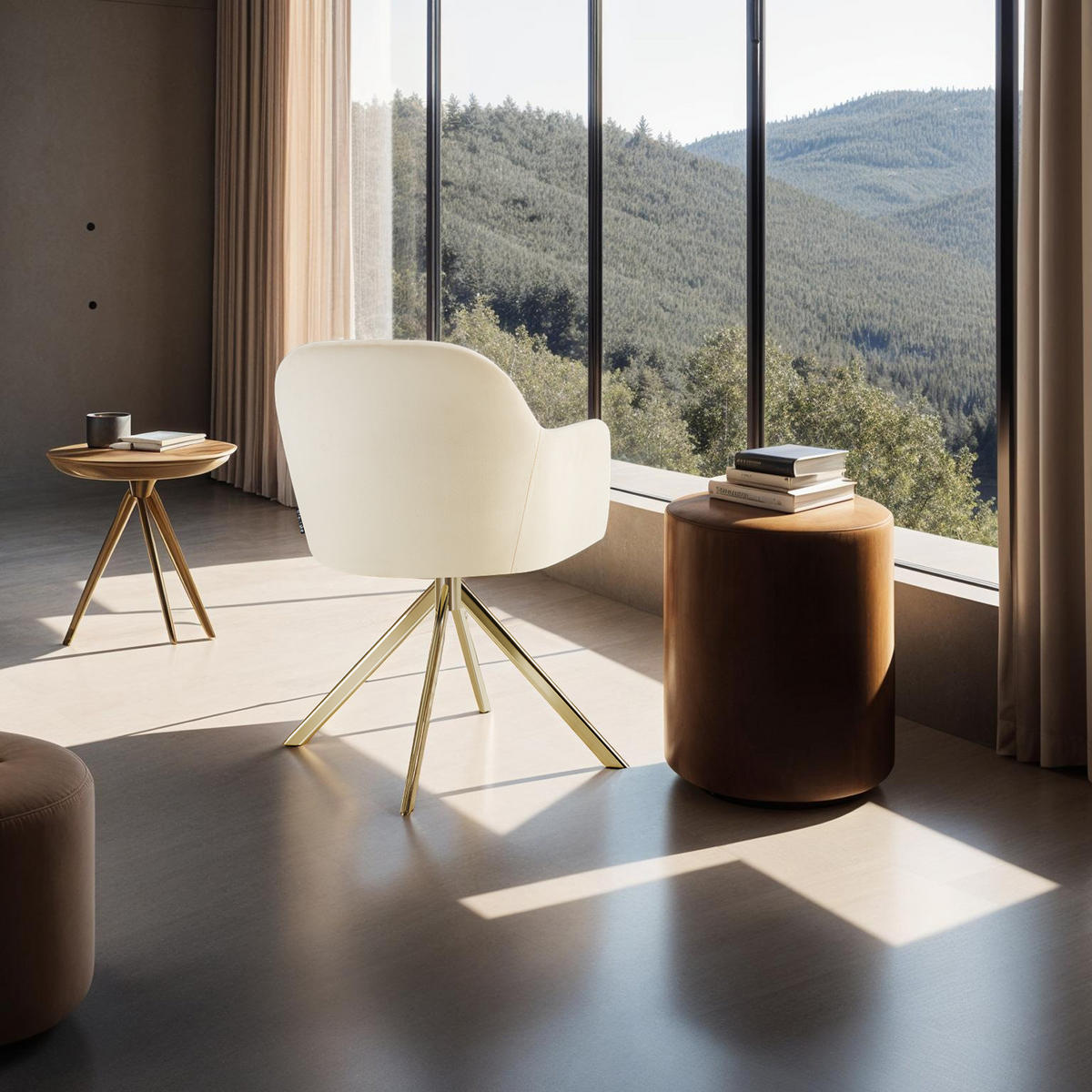 DREHSTUHL 4er Set Lona 56 x 59 x 81 cm créme/gold - Goldfarben/Creme, Textil (56/81/59cm) - tectake