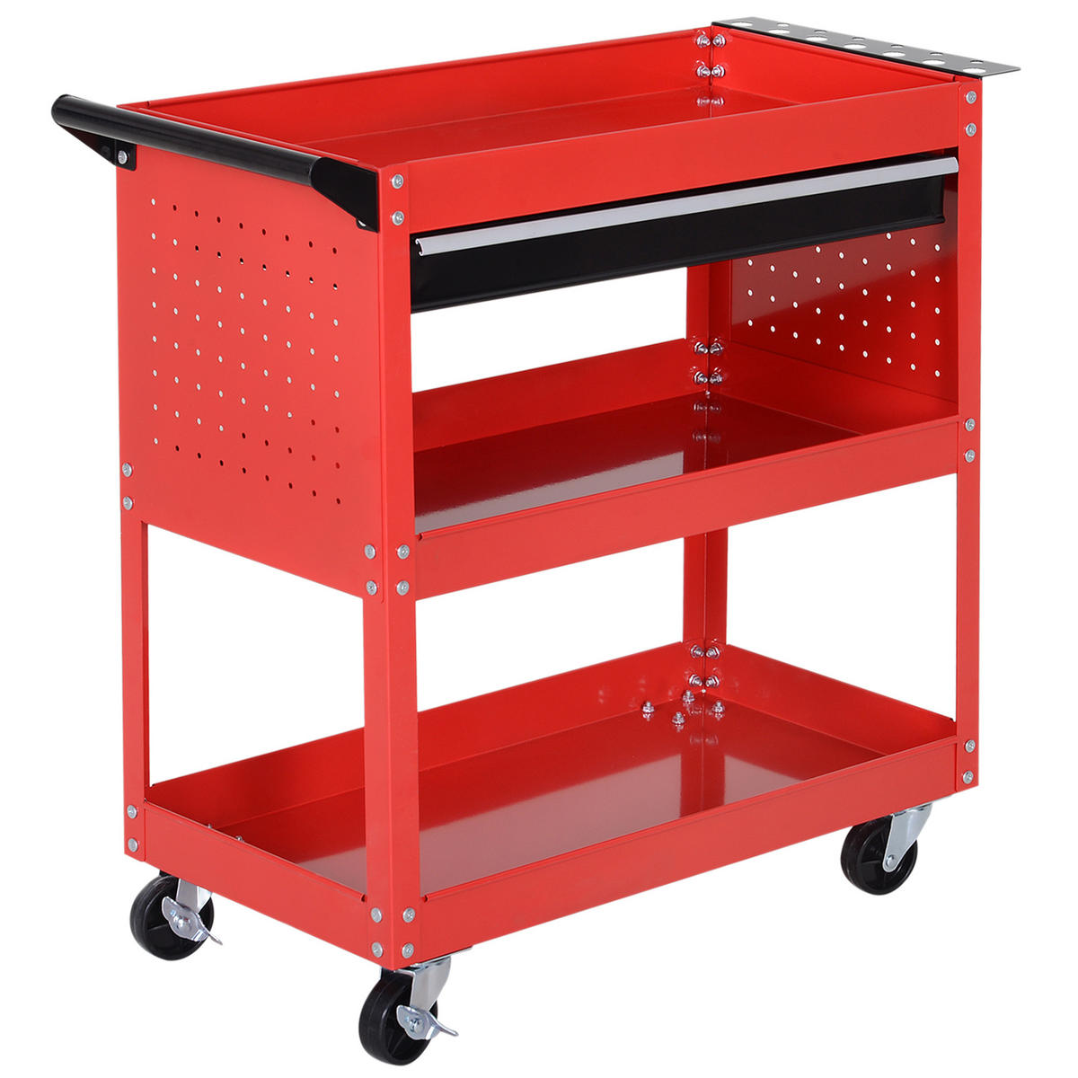WERKSTATT-ROLLWAGEN, Werkzeugwagen, Rot - Multicolor, Metall (35/76/82cm) - HOMCOM