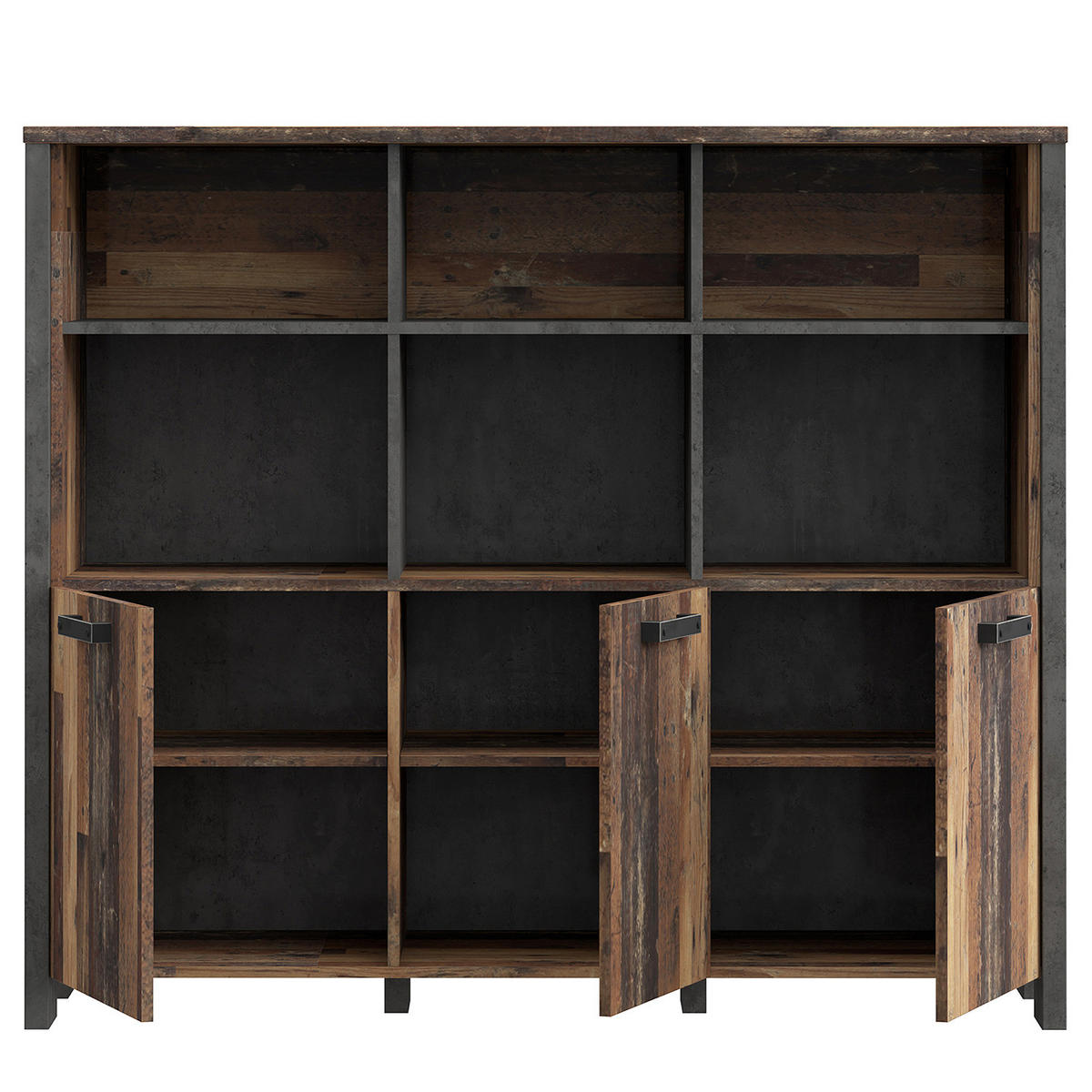 BÜROREGAL - Altholz Dekor / Dunkelgrau - Braun, Holzwerkstoff (136/118/42cm) - home24