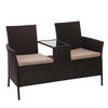 POLY-RATTAN SITZBANK MIT TISCH Braun, Beige - Beige/Braun, Kunststoff (132/84/55cm) - MCW