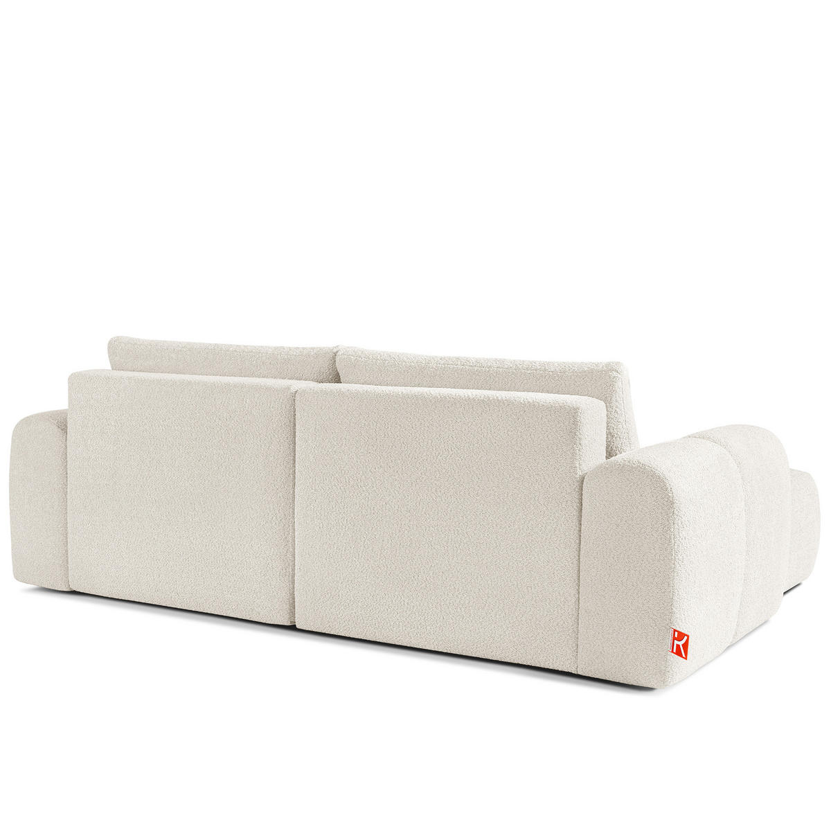 ECKSOFA RECHTS RAVIA, Bouclé, Weiß - Weiß, Holz/Textil (256/104cm) - KONSIMO®