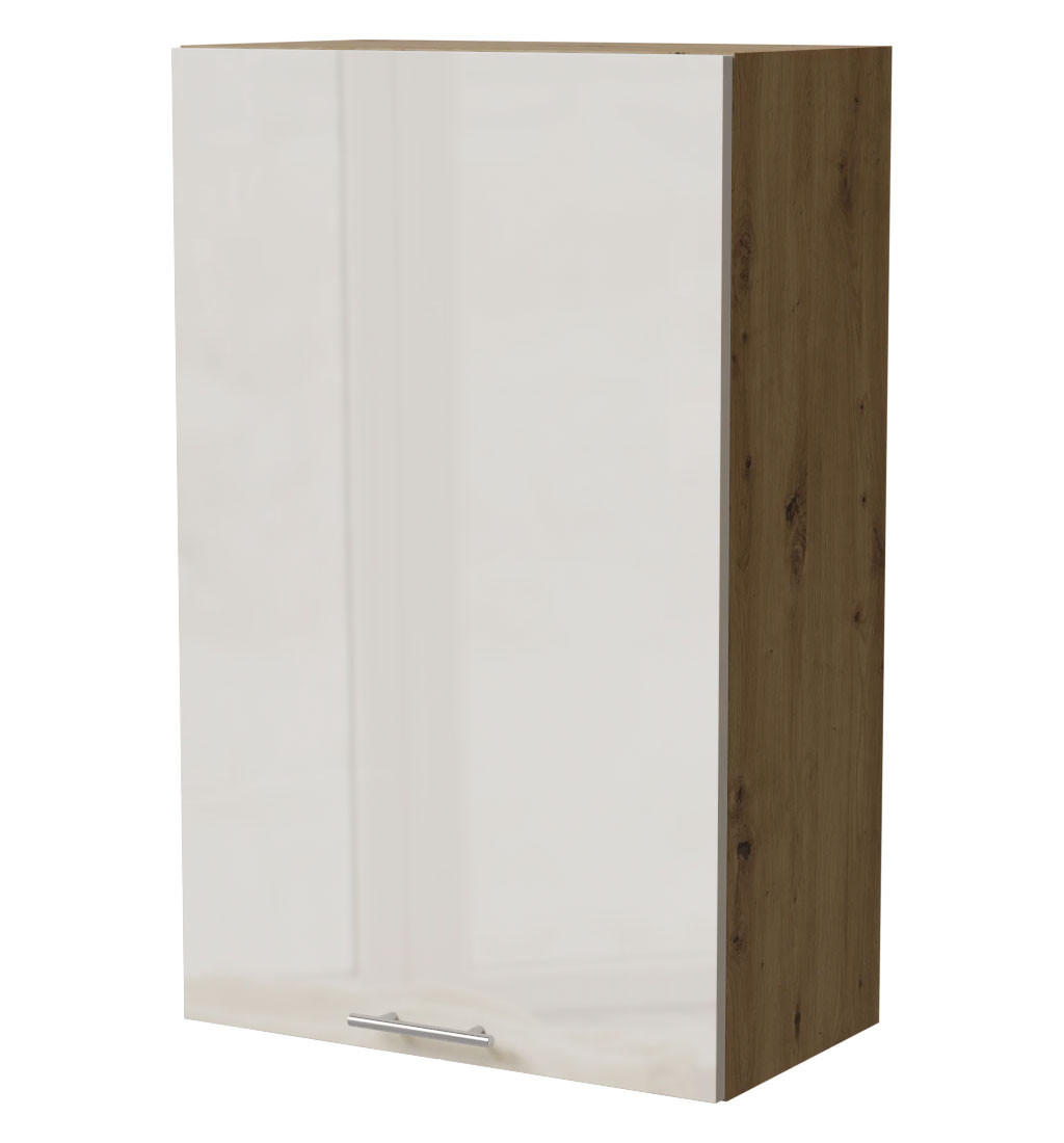 HÄNGESCHRANK Brerra W4/60/1 Eiche Artisan / RAL 9001 creme Hochglanz 60 / 32,5 / 96cm - Creme/Eiche Artisan, Holz/Holzwerkstoff (60/96/32.5cm) - Feldmann-Wohnen