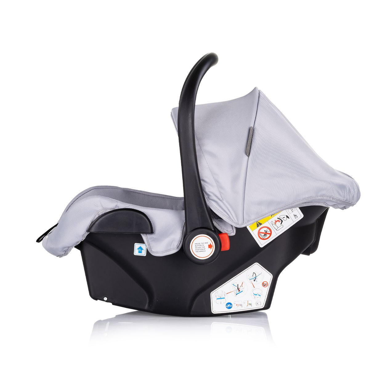 BABYSCHALE i-Size Aura grau gemustert (40-85cm) Gruppe 0+, Griff verstellbar, Gurt - Grau, Kunststoff (39/47/50cm) - Chipolino