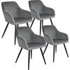 ESSZIMMERSTUHL 4er Set Marilyn,58 x 62 x 82 cm,grau/schwarz - Schwarz/Grau, Textil (58/82/62cm) - tectake