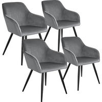 ESSZIMMERSTUHL 4er Set Marilyn,58 x 62 x 82 cm,grau/schwarz - Schwarz/Grau, Textil (58/82/62cm) - tectake