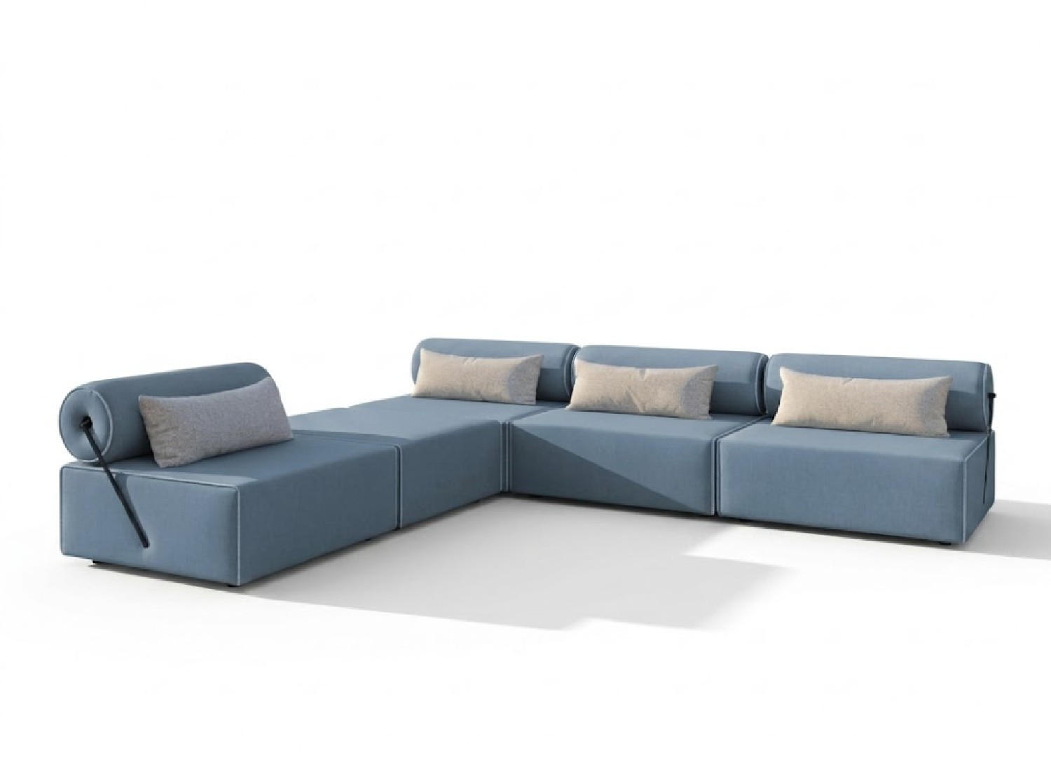 GARTENSOFA BALI L - Wetterfeste Balkonmöbel & Lounge Sofa Außen - Moderne Outdoor Couch für Garten - Balkon & Terrasse - Blau - Blau, Kunststoff (336/78/100cm) - Trada