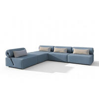 GARTENSOFA BALI L - Wetterfeste Balkonmöbel & Lounge Sofa Außen - Moderne Outdoor Couch für Garten - Balkon & Terrasse - Blau - Blau, Kunststoff (336/78/100cm) - Trada