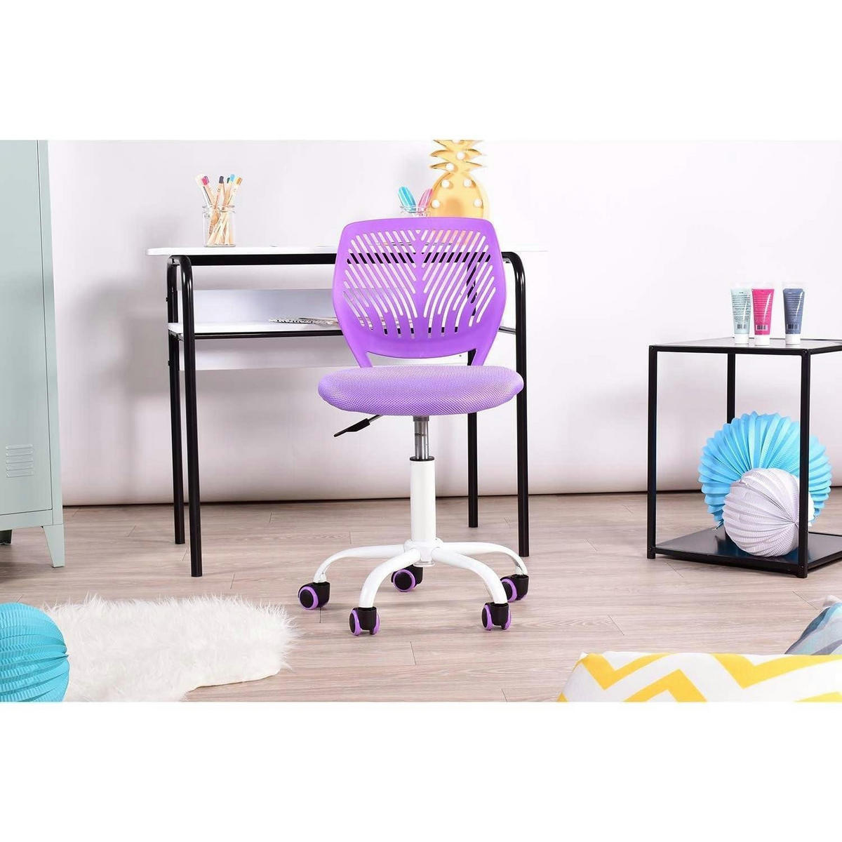 BÜROSTUHL 2-teiliges Set Stoff Rosa & Lila - Multicolor, Textil (38.5/75/40cm)