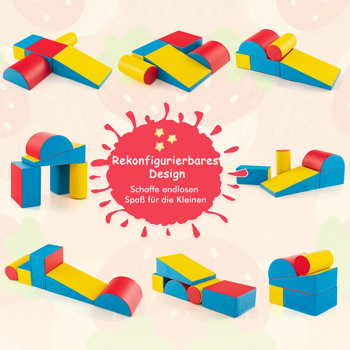 SCHAUMSTOFFBLOCK Rot (5-teilig) - Rot, Kunststoff (40/20/40cm) - COSTWAY