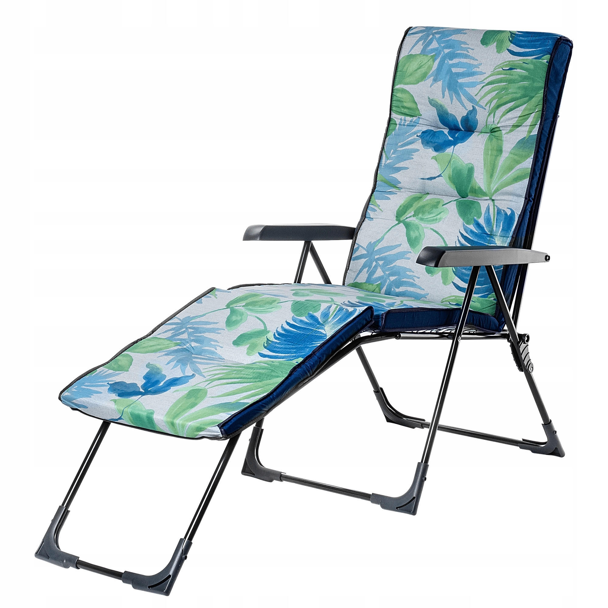 GARTENLIEGE 189 x 58 cm Blätter - Blau/Grau, Metall (58/189cm) - KADAX
