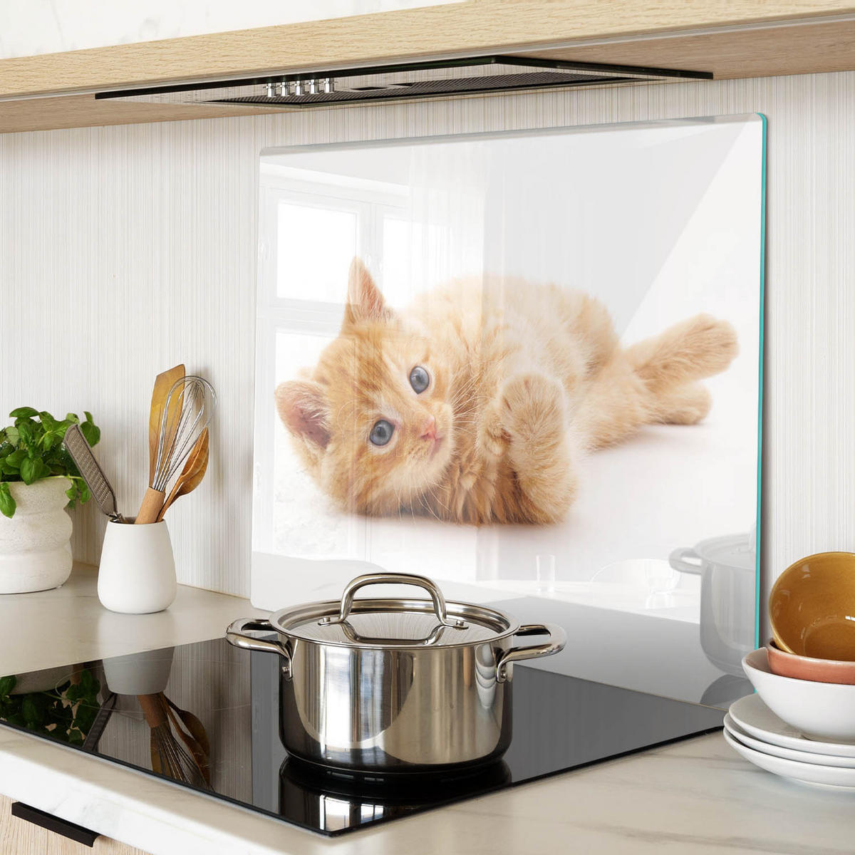 GLASPLATTE 60x52 cm Rote Katze - Bernsteinfarben, Glas (60/52cm) - TULUP